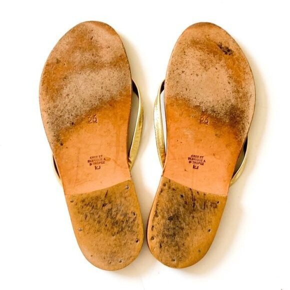 K JACQUES St Tropez Venise Flip-Flops in Gold Leather, Size 36 EU - Picture 6 of 11